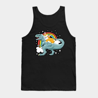 Corgi Riding Dinosaur Tank Top